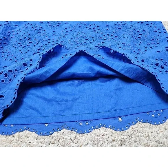 Talbots A-Line Skirt Women's Eyelet Royal Blue Sz 6 NWT cotton lined $109 32x20 - Picture 3 of 14